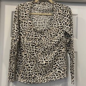 Banana Republic M animal print top black cream tan